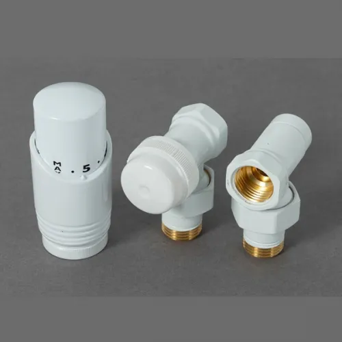 Комплект радиаторный Delta  угловой 1/2" с термоголовкой   М30х1,5  RAL 9016	