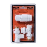 Комплект радиаторный Delta  прямой 1/2" с термоголовкой   М30х1,5,  RAL 9016	