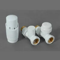 Комплект радиаторный Delta  прямой 1/2" с термоголовкой   М30х1,5,  RAL 9016	