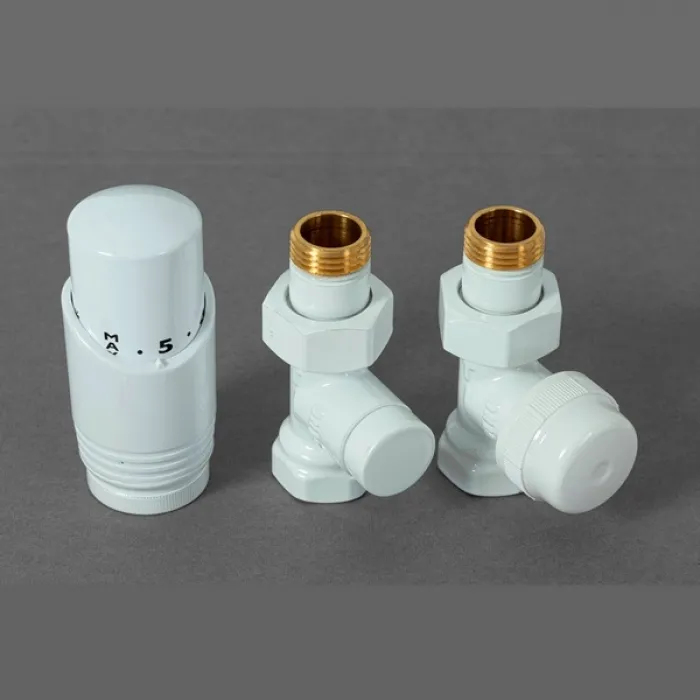 Комплект радиаторный Delta  прямой 1/2" с термоголовкой   М30х1,5,  RAL 9016	