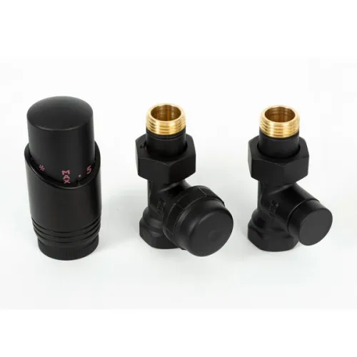 Комплект радиаторный Delta  прямой 1/2" с термоголовкой   М30х1,5,  RAL 9005	