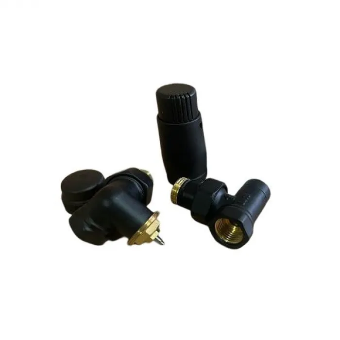 Комплект вентилей Delta трехосевой 1/2"  Правый с термоголовкой   М30х1,5  RAL 9005	
