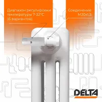 Термостатическая головка Delta HEART M30x1,5 RAL 9016